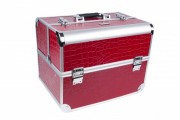 Geanta make-up piele model medie - ROSU