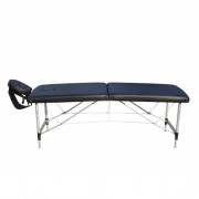 Pat Masaj Pliabil cu structura aluminiu,2 sectiuni,Negru,piele ecologica,186 x 68 cm