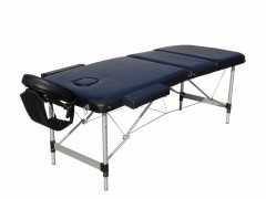 Pat Masaj Pliabil cu structura aluminiu,3 sectiuni,Negru,piele ecologica,186 x 68 cm