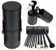 Pensule make-up negre set 12 Lila Rossa cu borseta